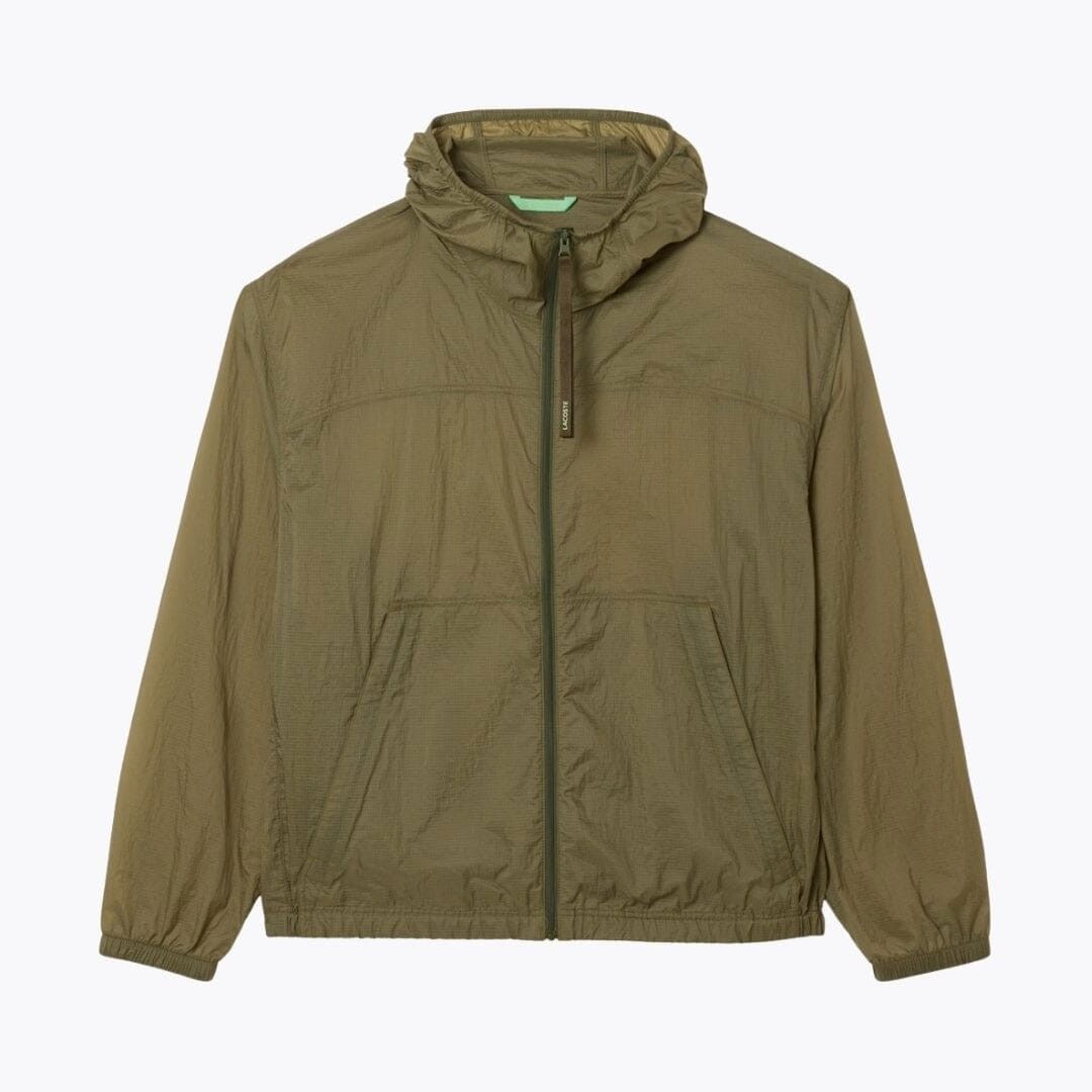 Water-Repellent Packable Nylon Jacket Lacoste Elorien Khaki green S
