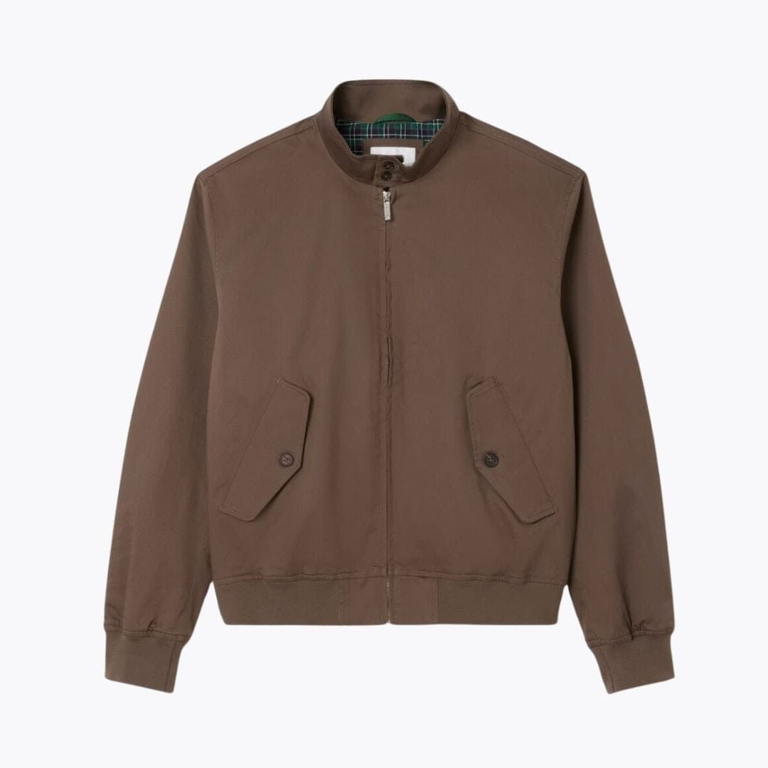 Water-Repellent Twill Harrington Jacket Lacoste Elorien Brown S