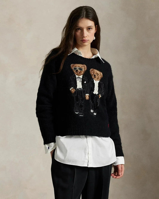 Sweater Bear | Polo Cotton Sweater Black-Tie Ralph Lauren Elorien 
