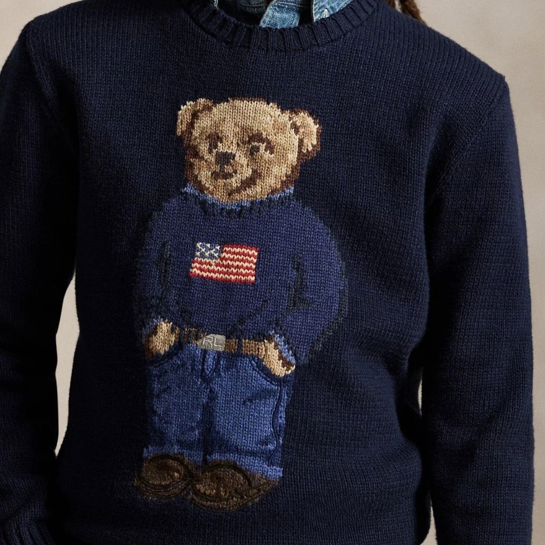 Sweater Bear | Polo Cotton Sweater Blue Dark Ralph Lauren Elorien 