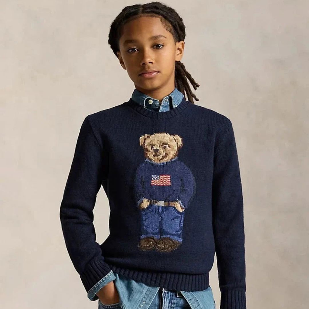 Sweater Bear | Polo Cotton Sweater Blue Dark Ralph Lauren Elorien 