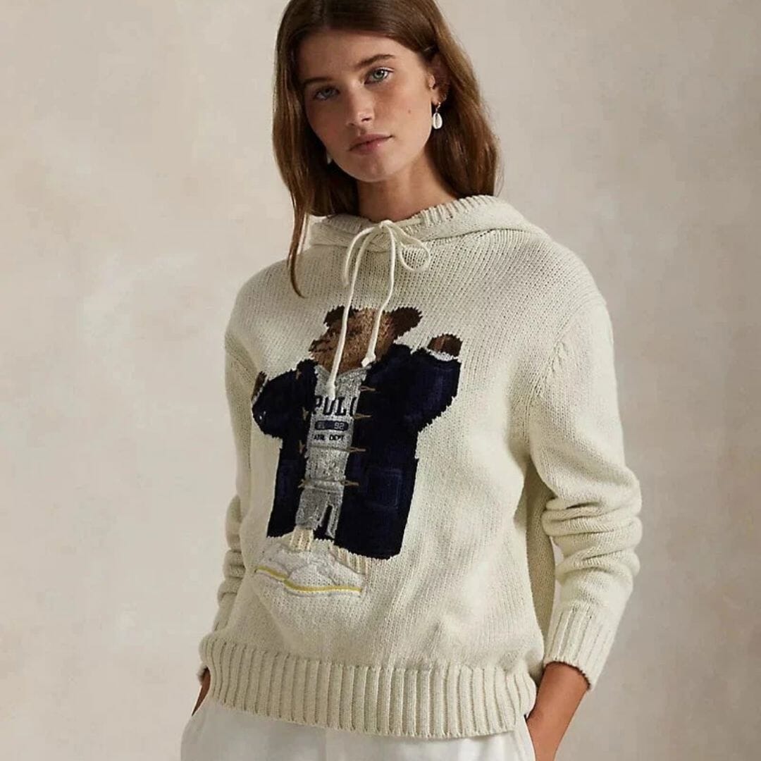 Sweater Bear | Polo Hooded Sweater Cream Ralph Lauren Elorien 