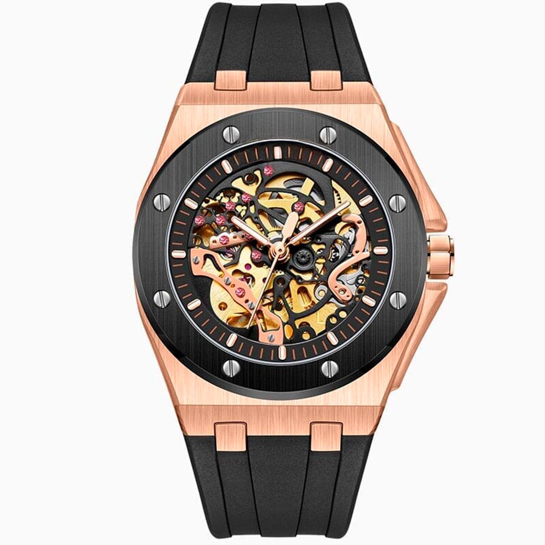 Watch Skeleton Oak Poedagar Elorien Rose Black 