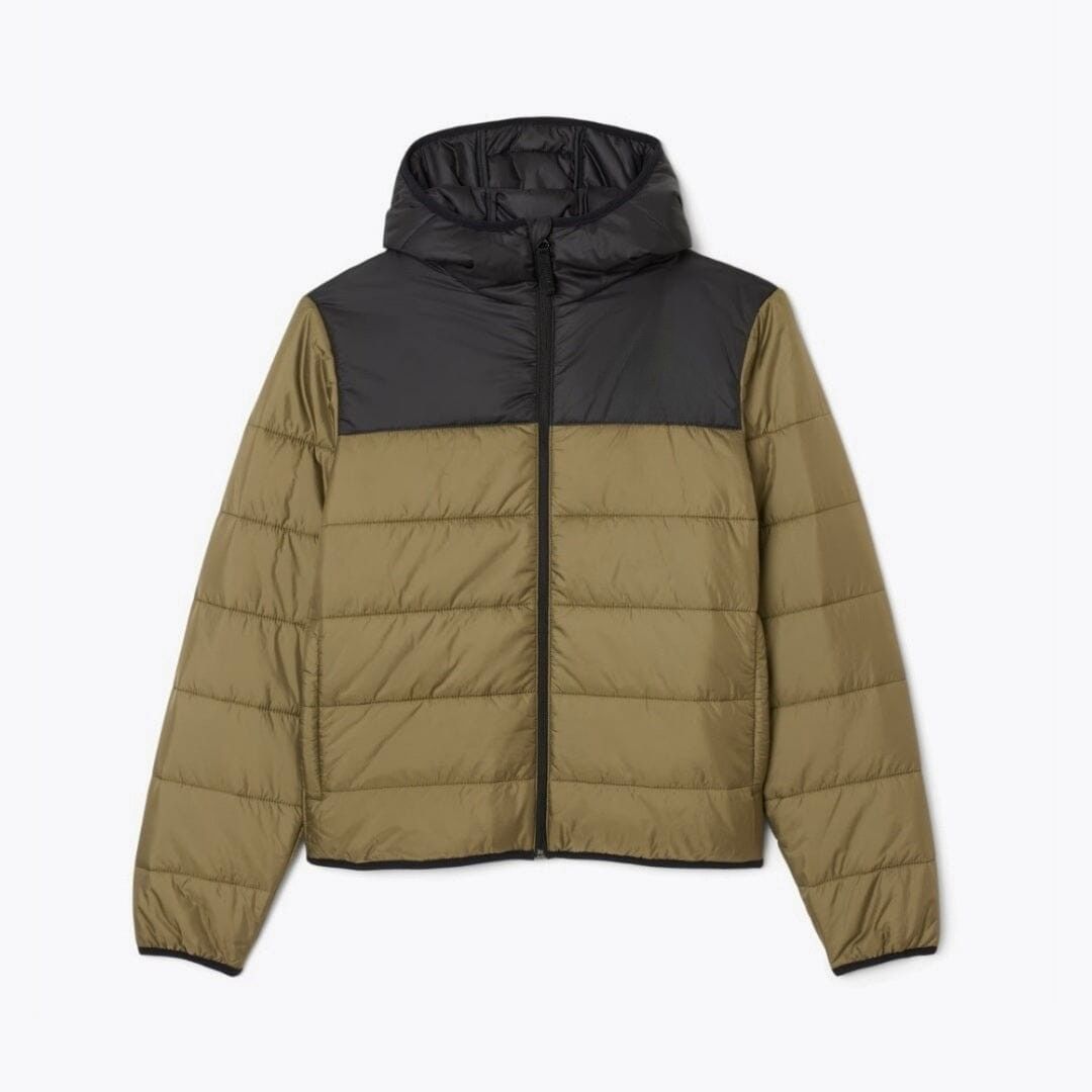 Water-Repellent Quilted Puffed Jacket Lacoste Elorien Khaki Green S 