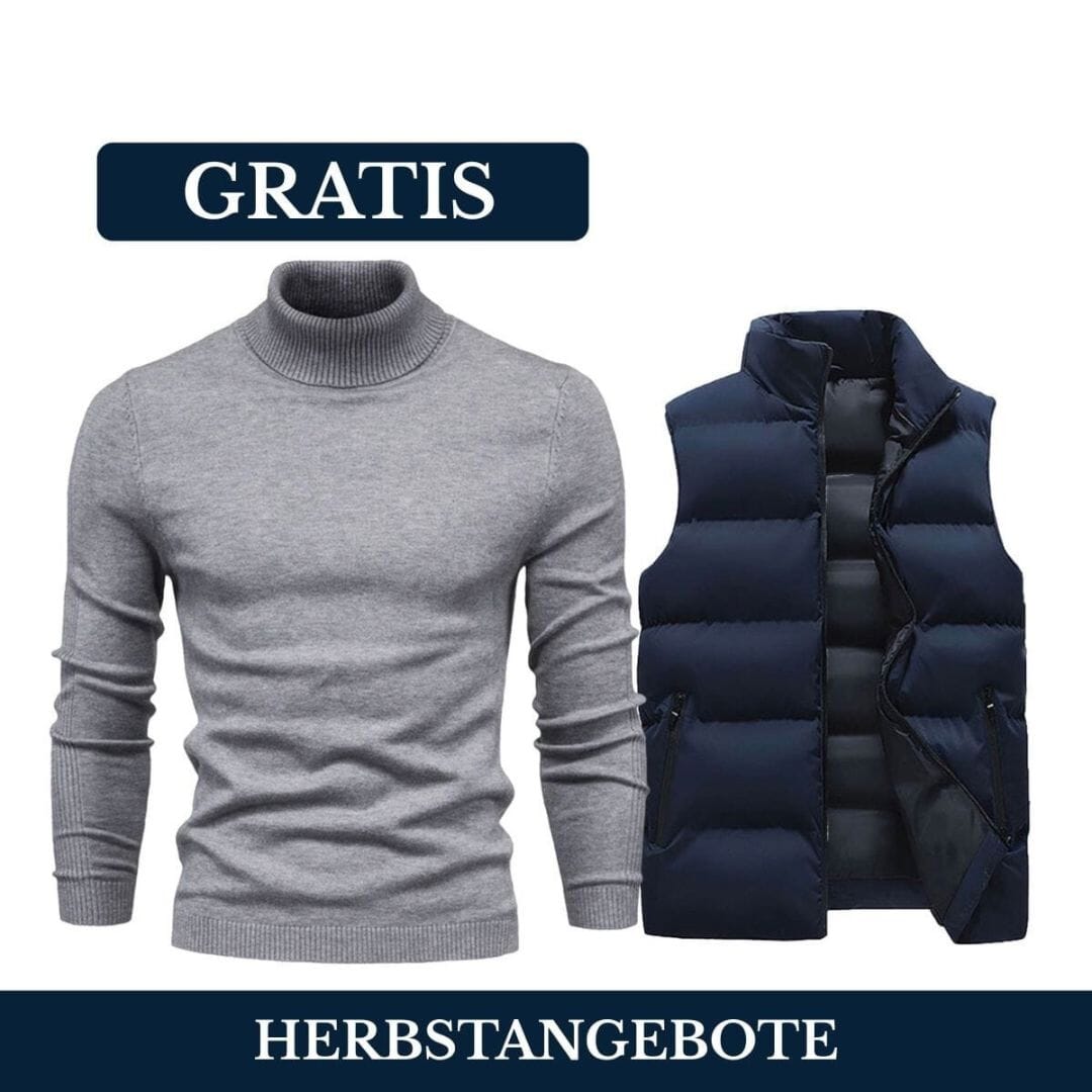 Weste + Gratis-Pullover (LAGERRÄUMUNG) Ralph Lauren Elorien Blau Grau M