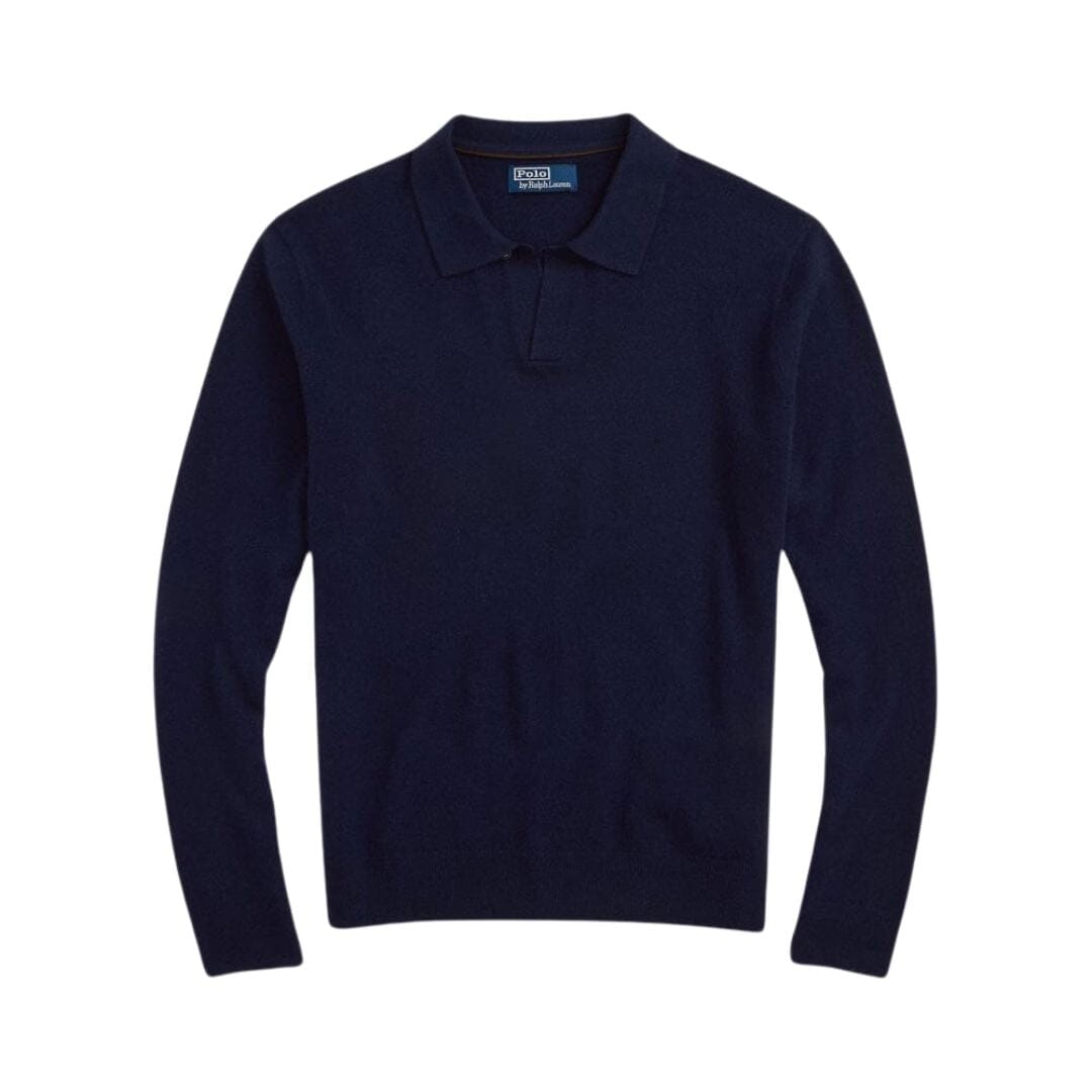 Wool Johnny-Collar Sweater Ralph Lauren Elorien Blue Navy S 