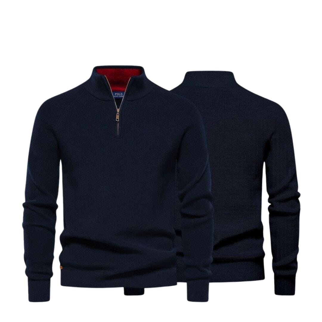 Zip Cable-Knit Wool Knit Sweater Ralph Lauren Elorien Blue S 